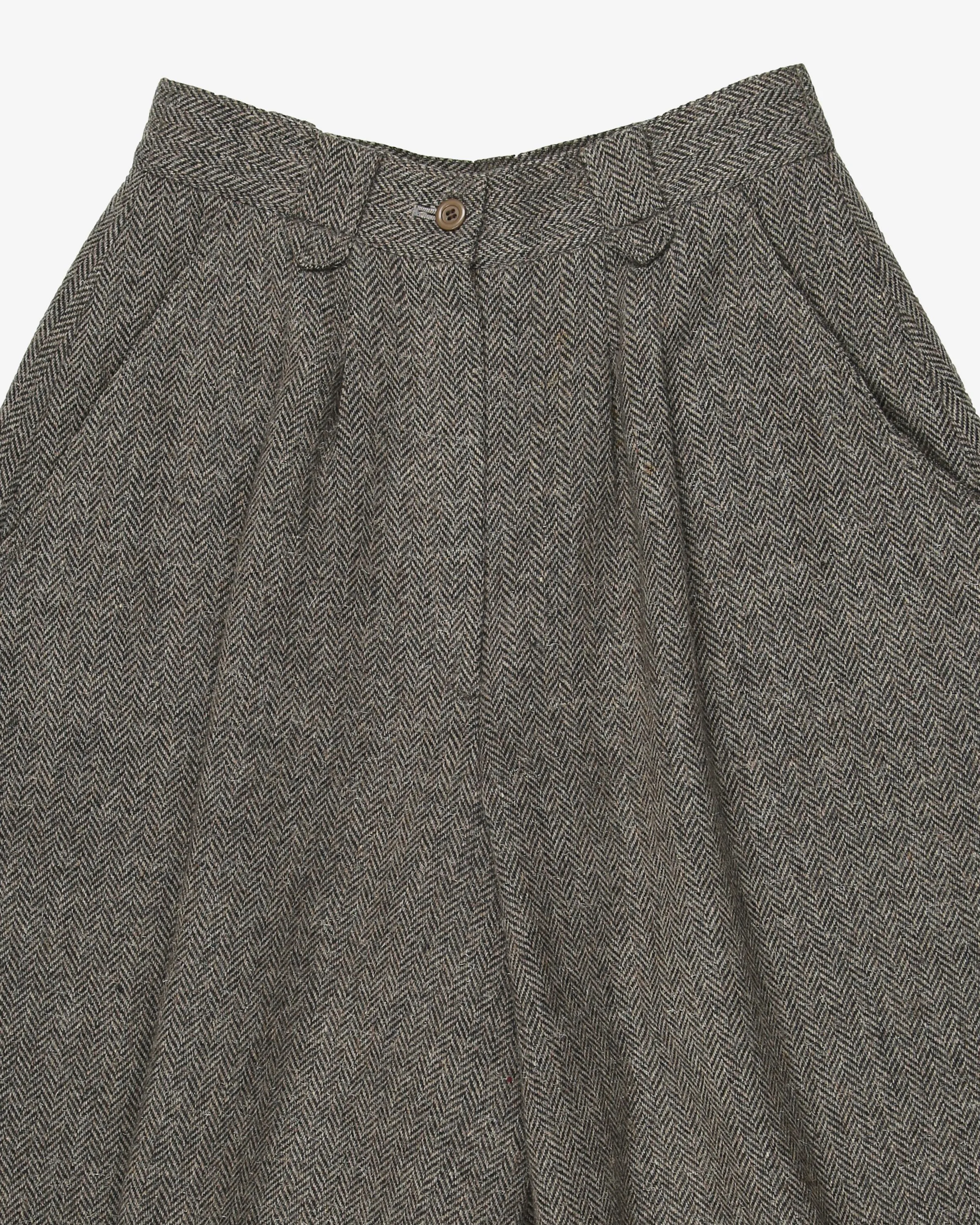 1980's grey herringbone wool culottes - W26