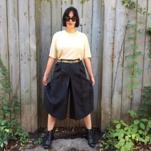 1980s High-Rise Box-Pleated Wool Culottes Medium