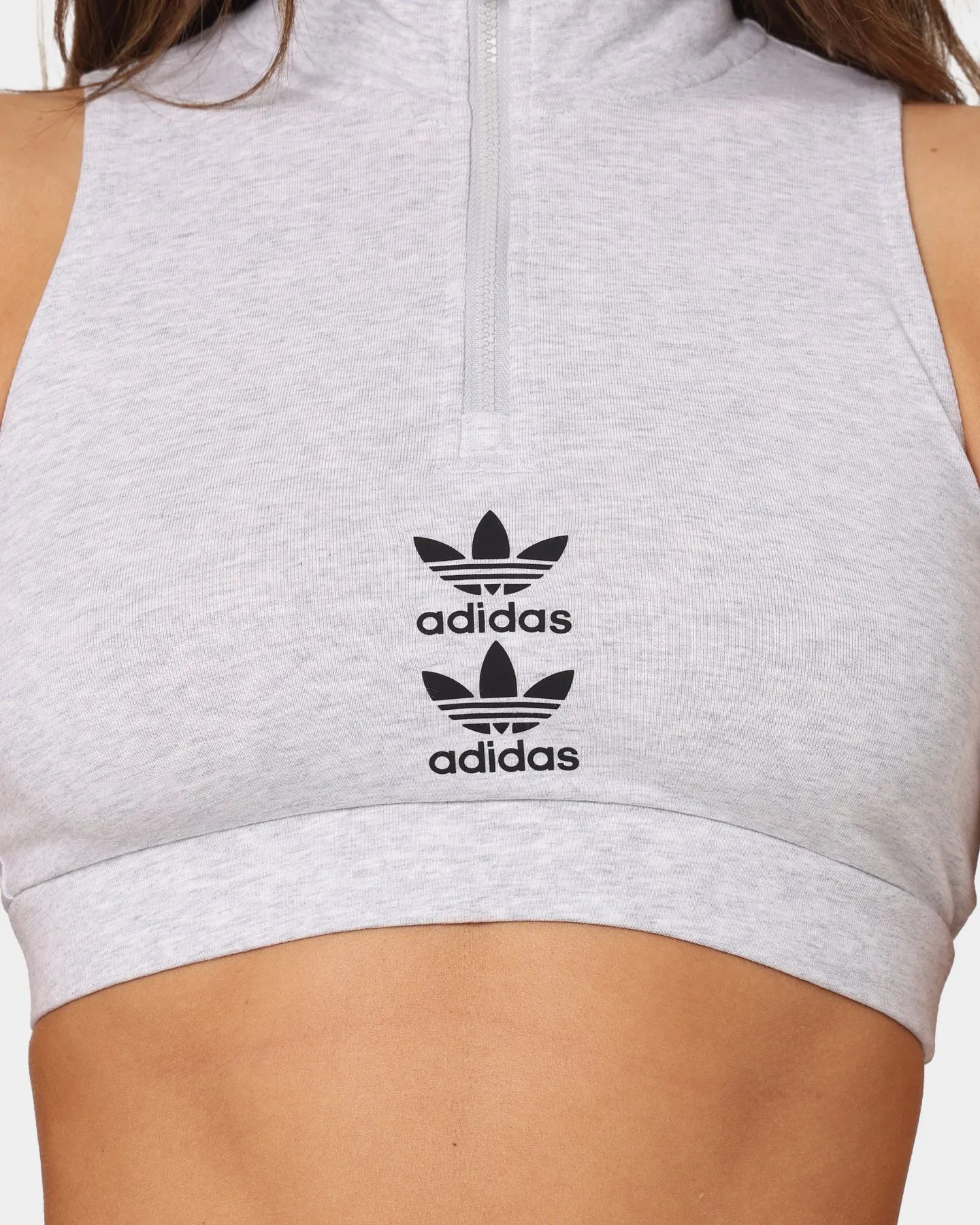 Adidas Women's Logo Play Cropped Tank Light Grey