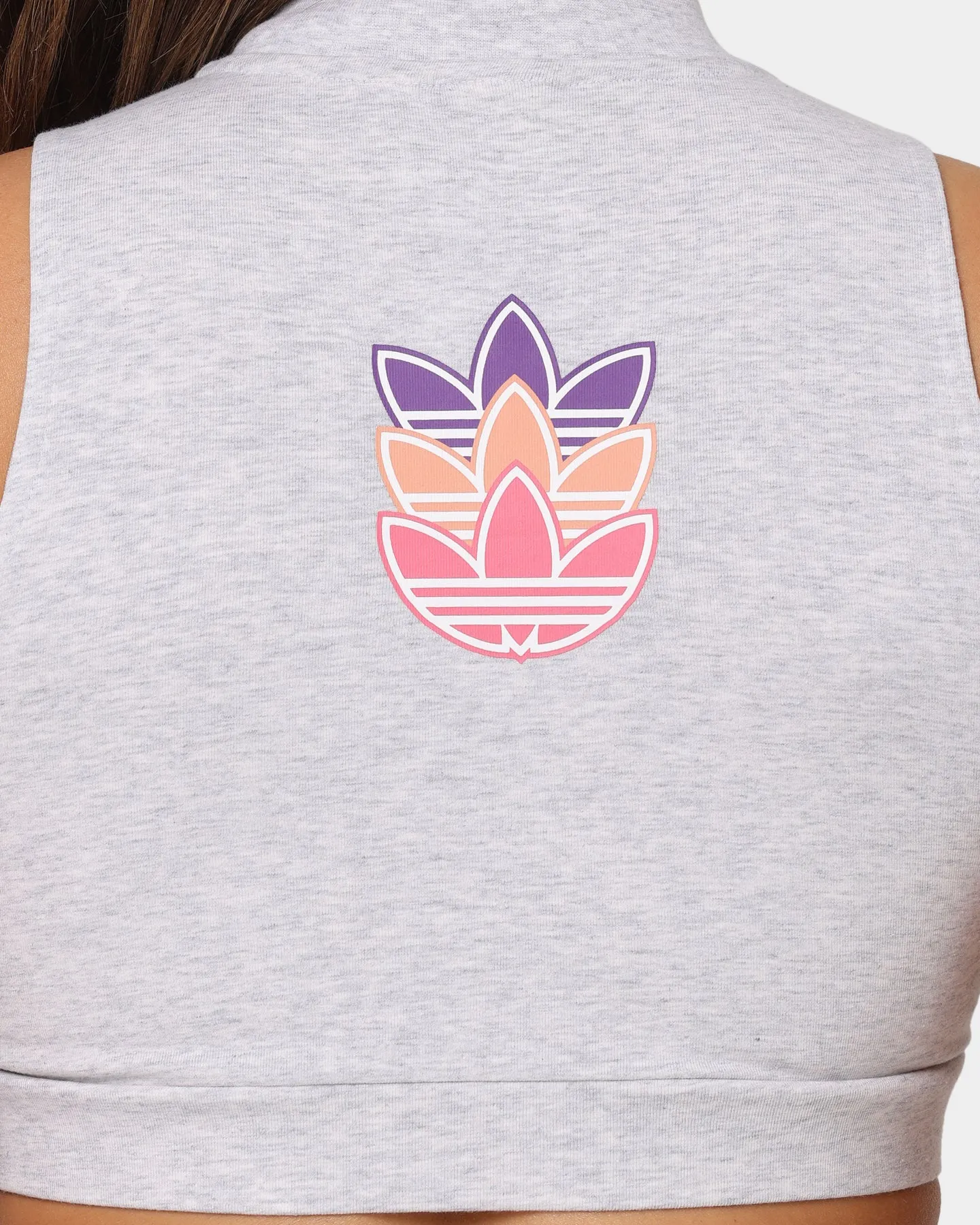 Adidas Women's Logo Play Cropped Tank Light Grey