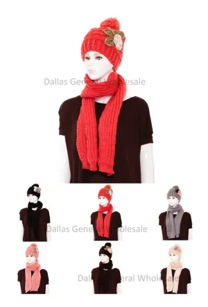 Adults Fur Lining Beanie Hat w/ Scarf Set Wholesale