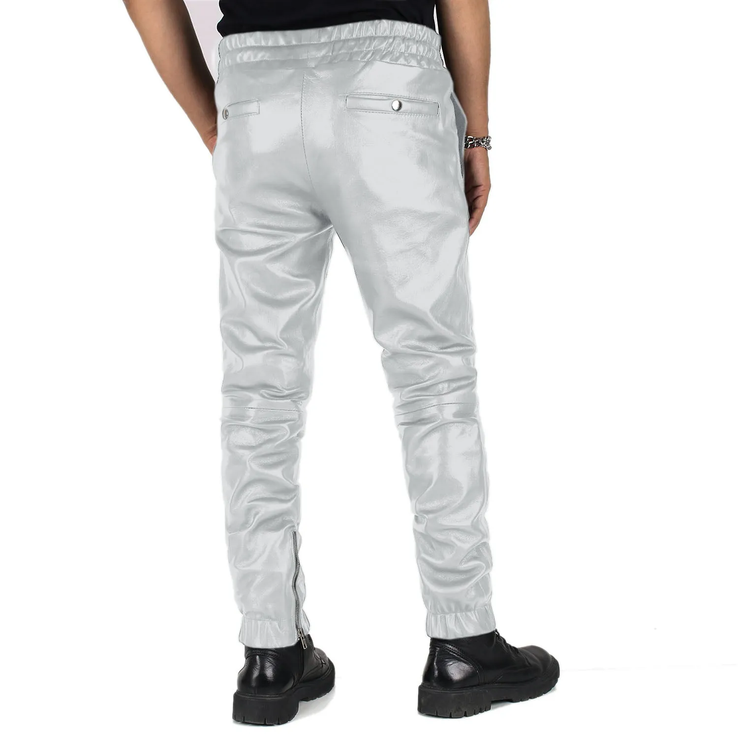 Aethor Men's White Faux Leather Pants