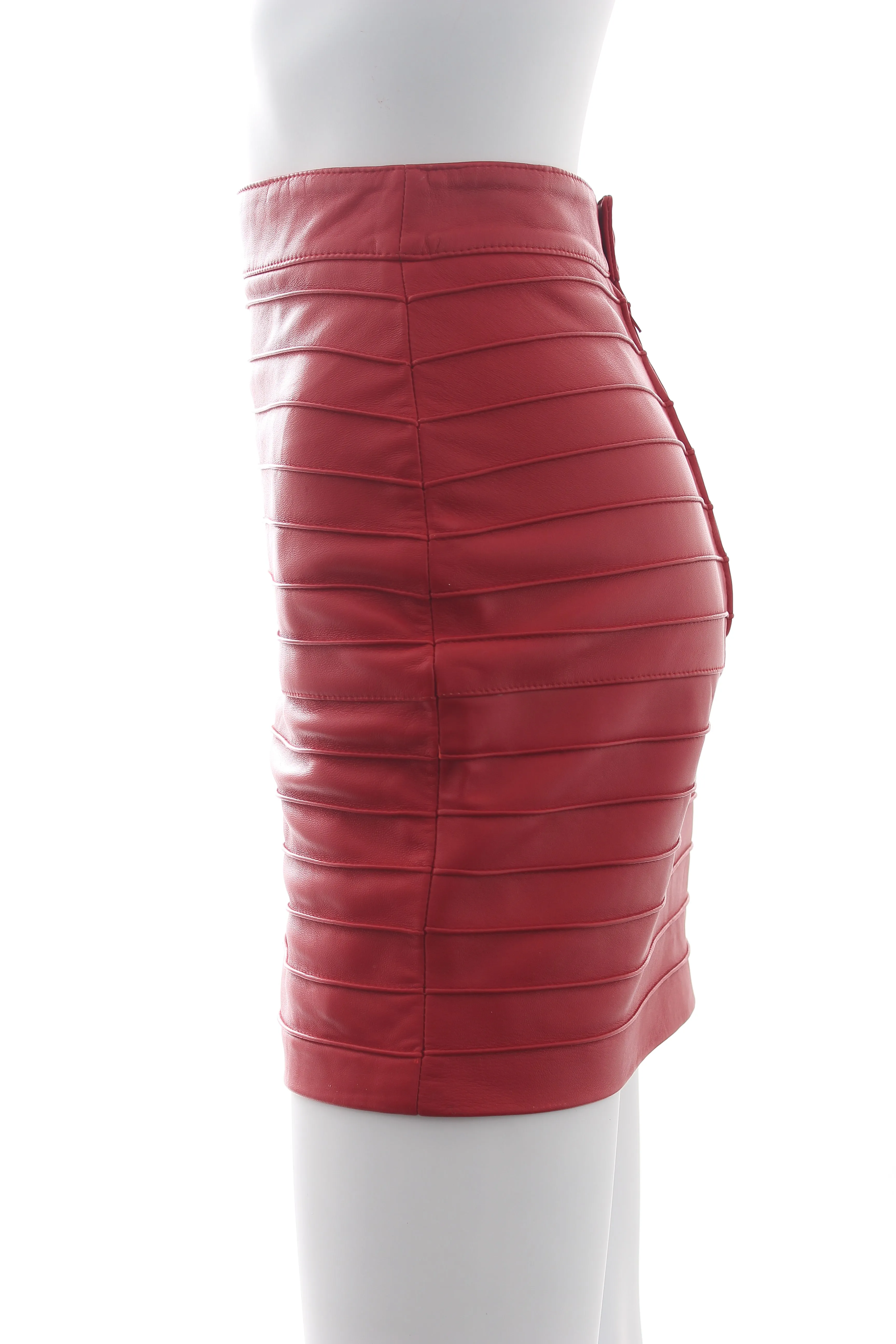 Alessandra Rich High-Waisted Leather Mini Skirt