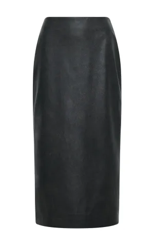 Amon Midi Skirt in Black Leather