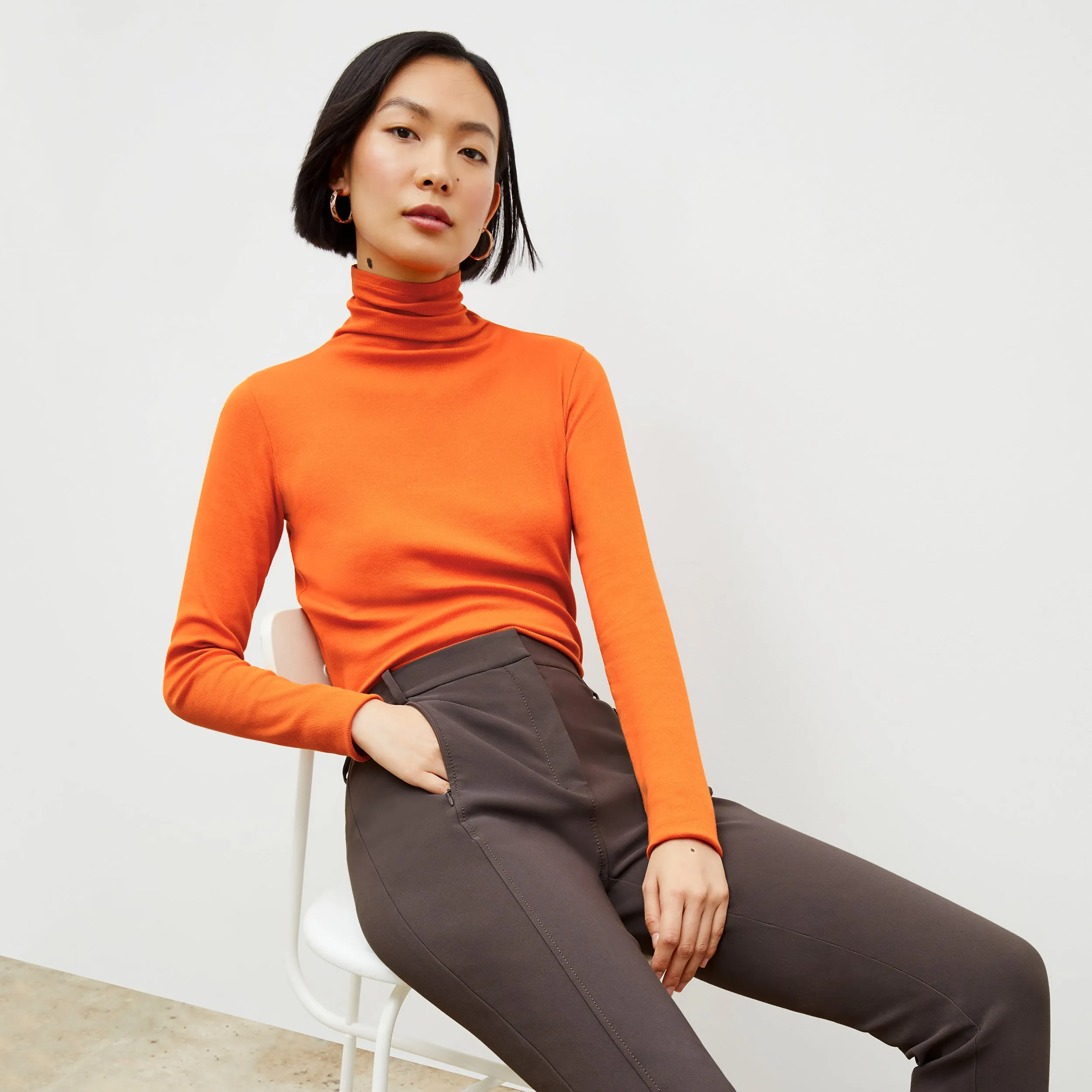 Axam Layering Turtleneck - Ribbed Pima Cotton :: Clementine