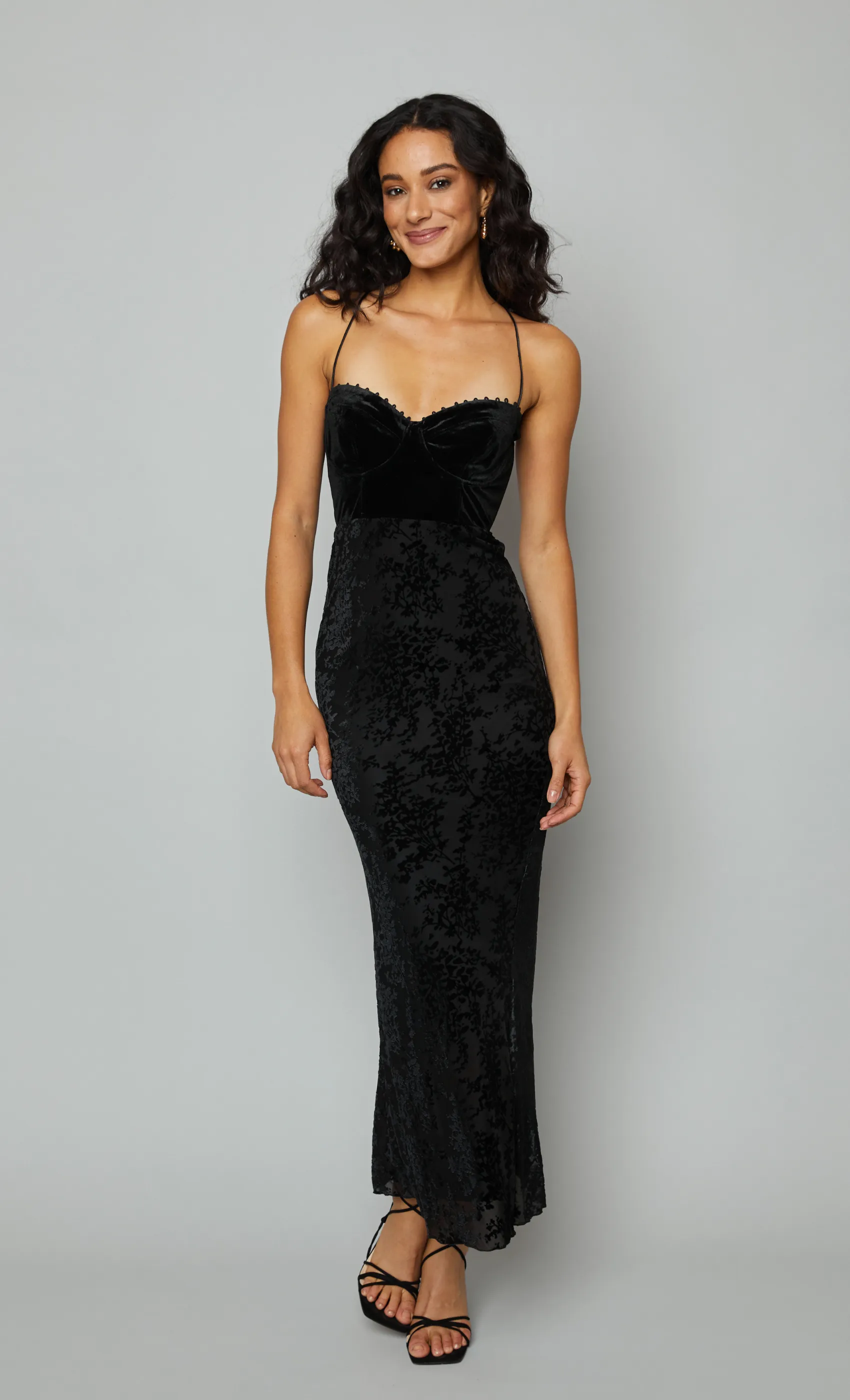 Black Burnout Devore Maxi Dress