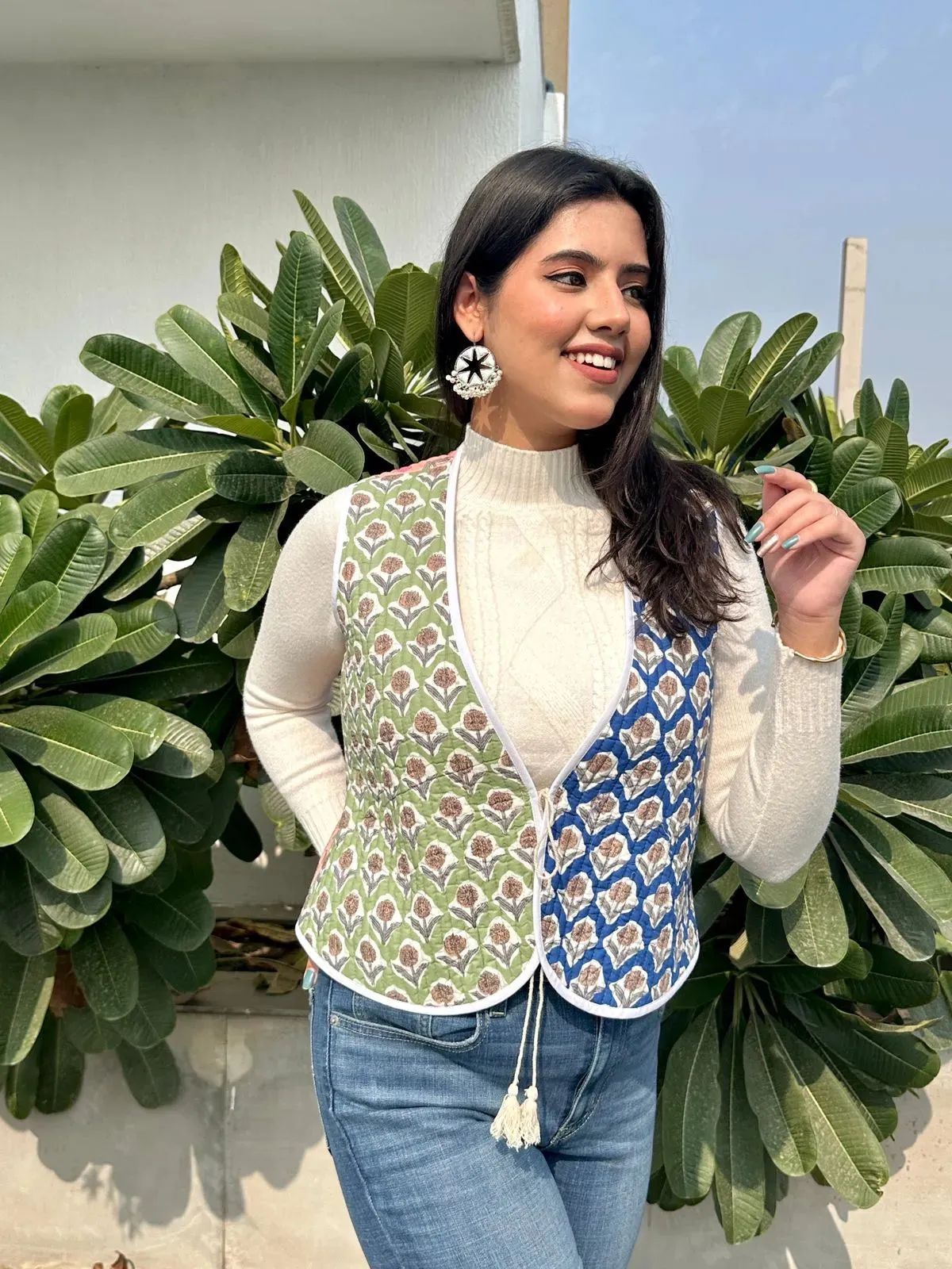 Block Printed Quilted Vest Jacket