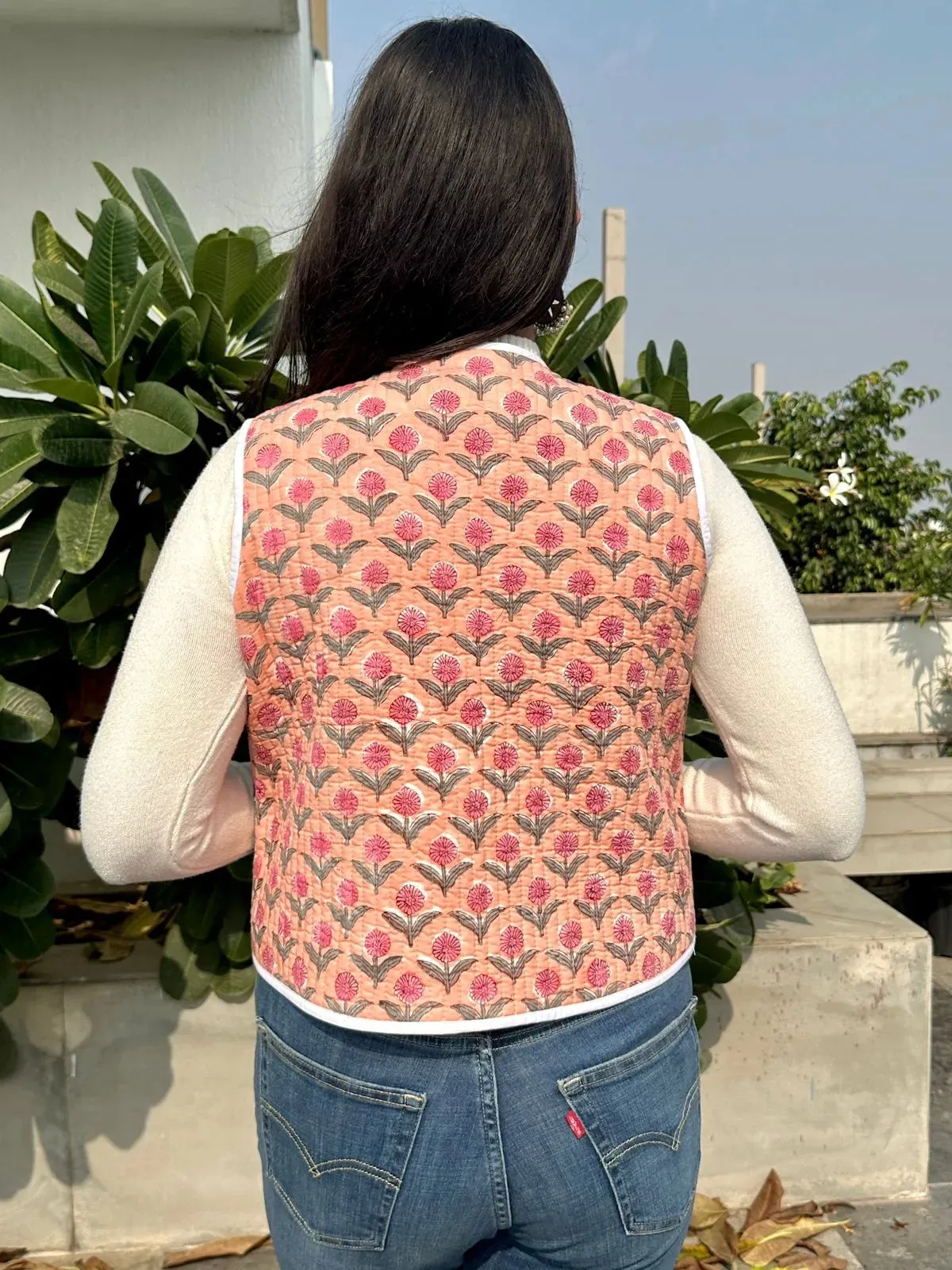 Block Printed Quilted Vest Jacket