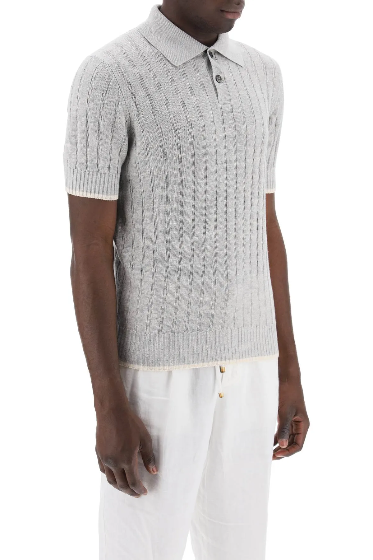 Brunello Cucinelli Ribbed Knit Polo Shirt