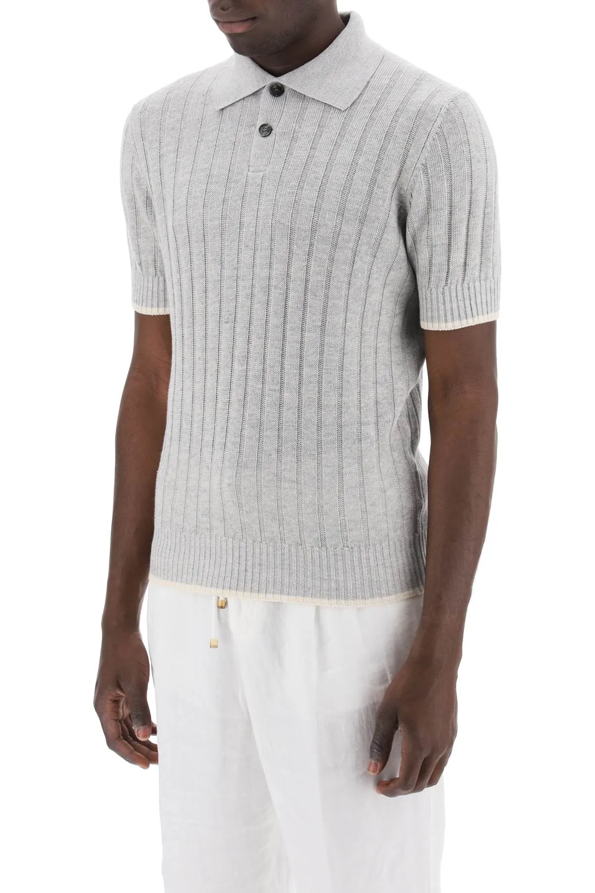 Brunello Cucinelli Ribbed Knit Polo Shirt