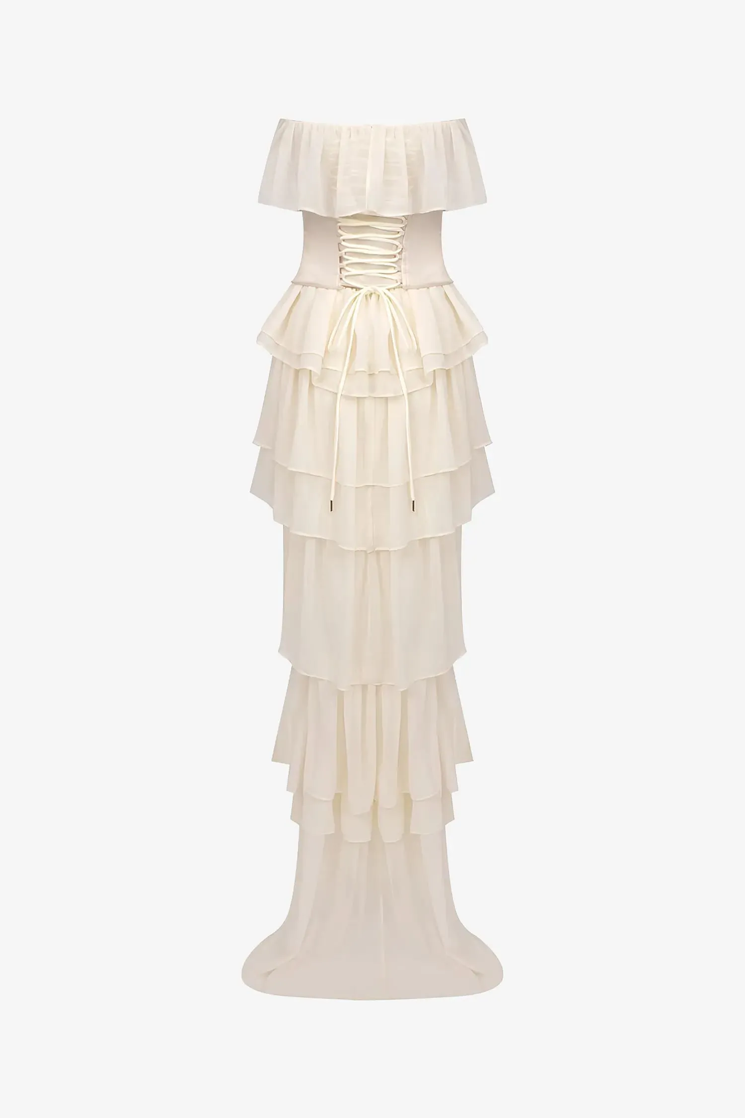 Champagne Chiffon Ruffle Dress