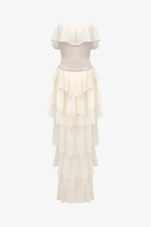 Champagne Chiffon Ruffle Dress