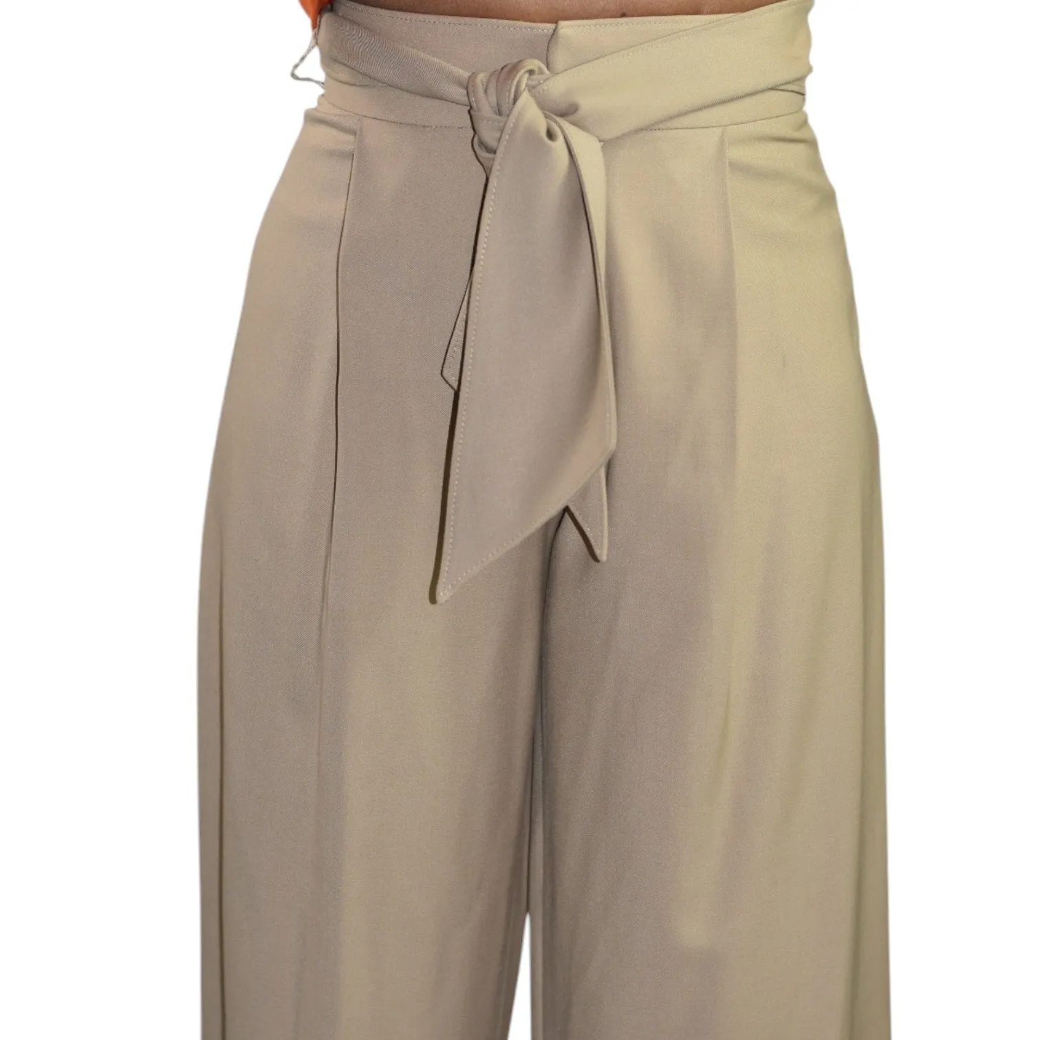 Club Monaco Wide Leg Crop Trousers Tan Tailored Pants Belted Flare Wool Khaki High Waist Gaucho 0