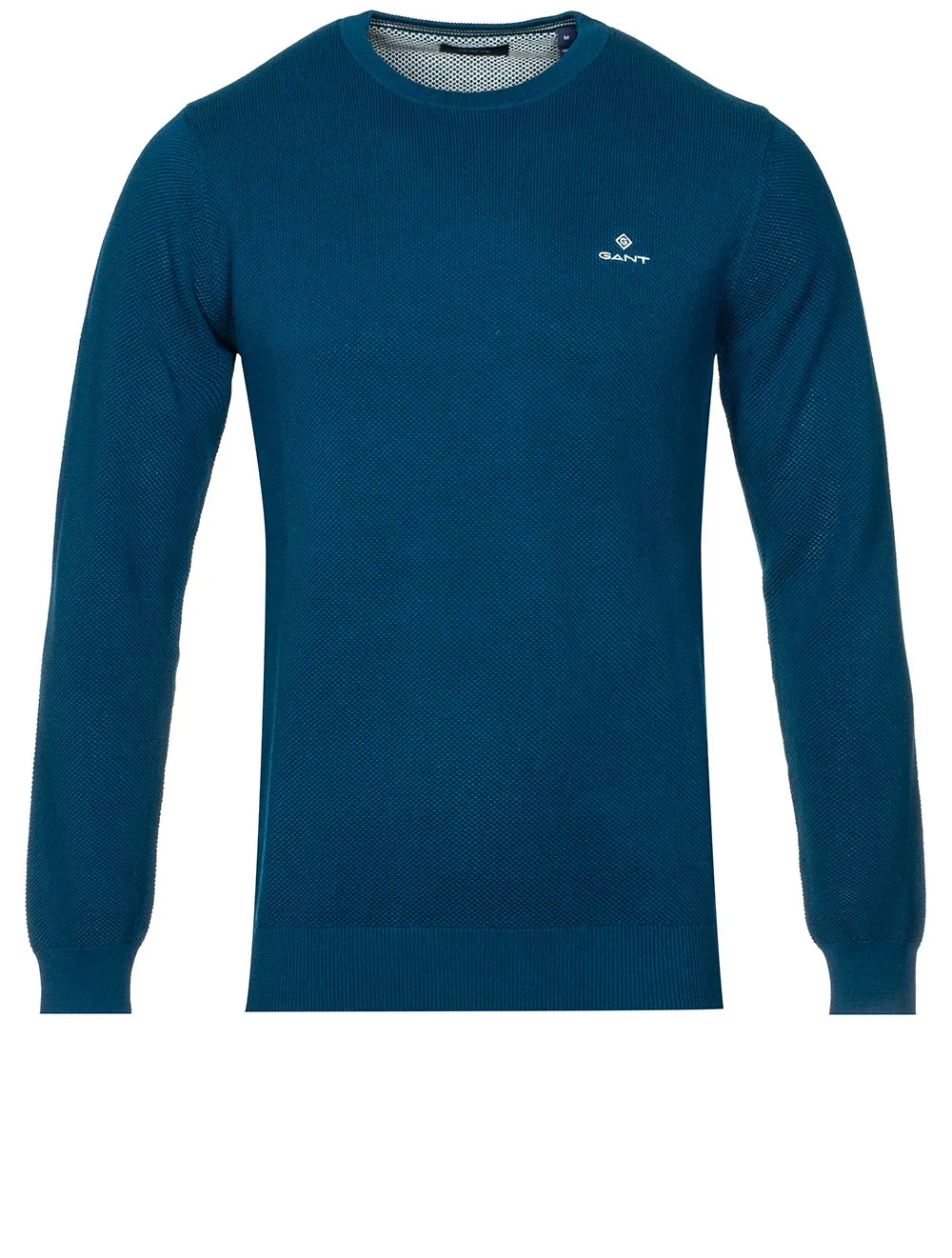 Cotton Piqué Crew Neck Sweater Sailor Blue