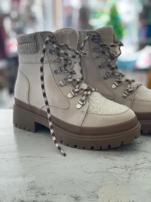 Cream with Sherpa Combat Boots