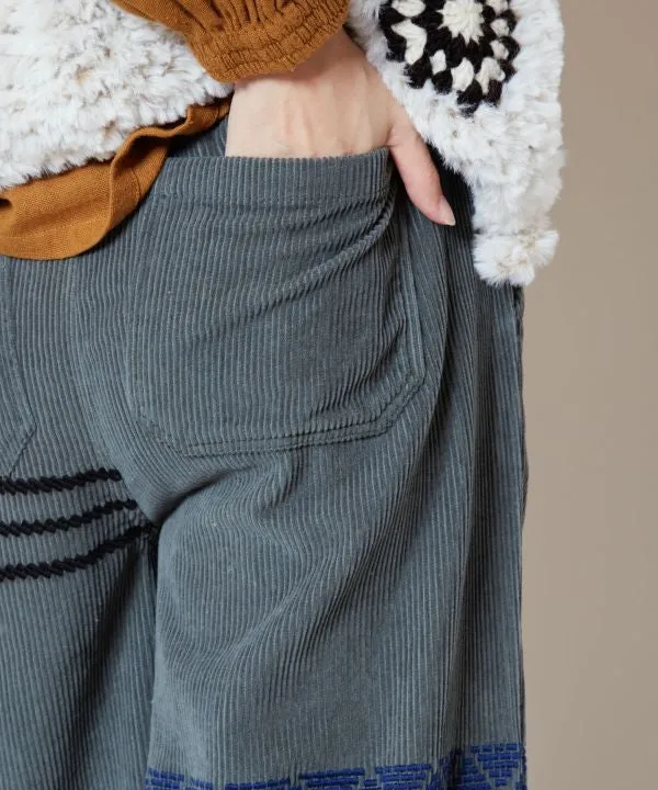 Embroidered Corduroy Pants