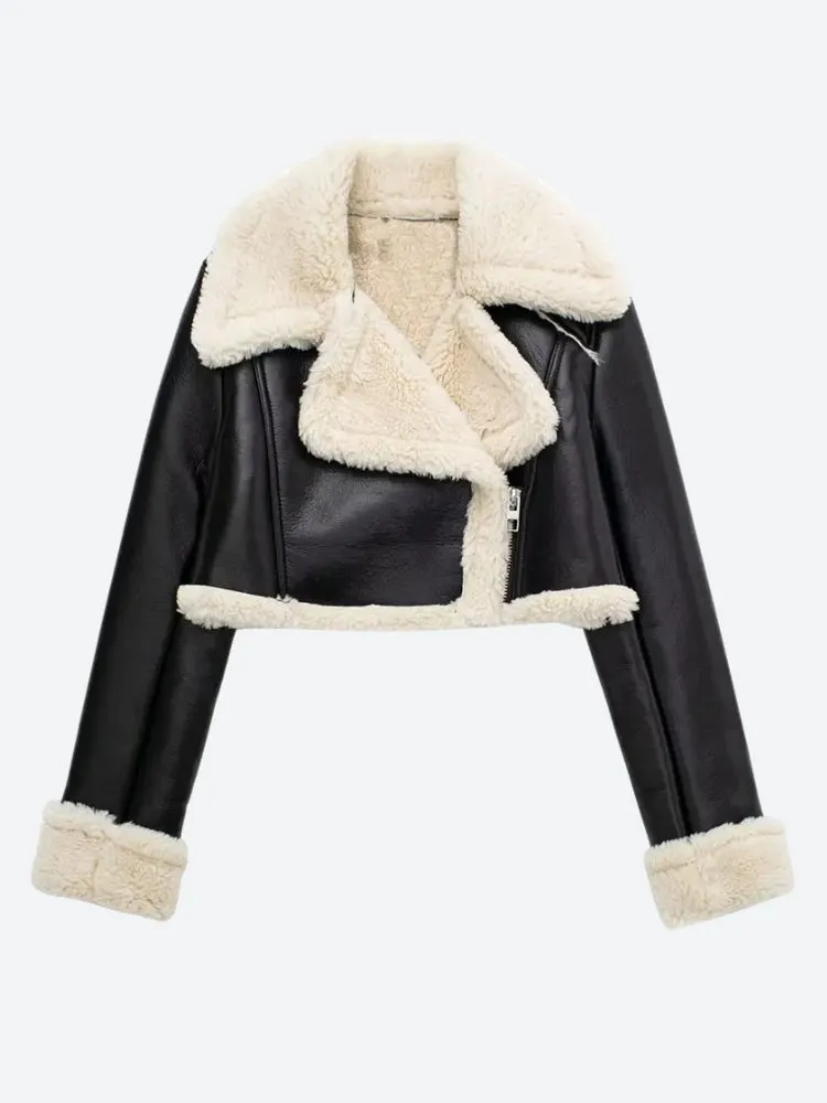 Faux Fur Lined Biker Jacket