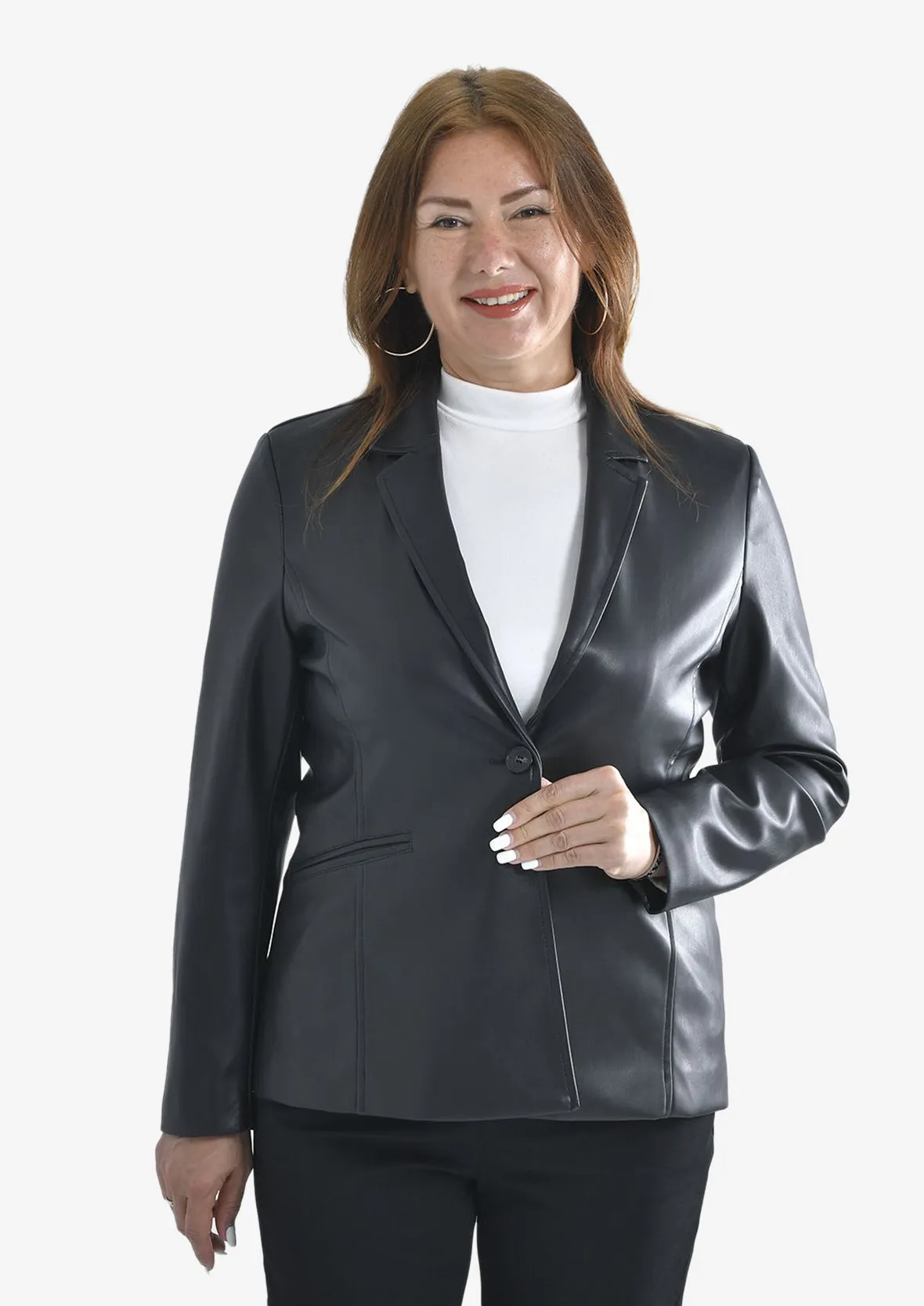 Faux Leather Blazer