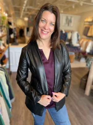 Faux Leather Blazer