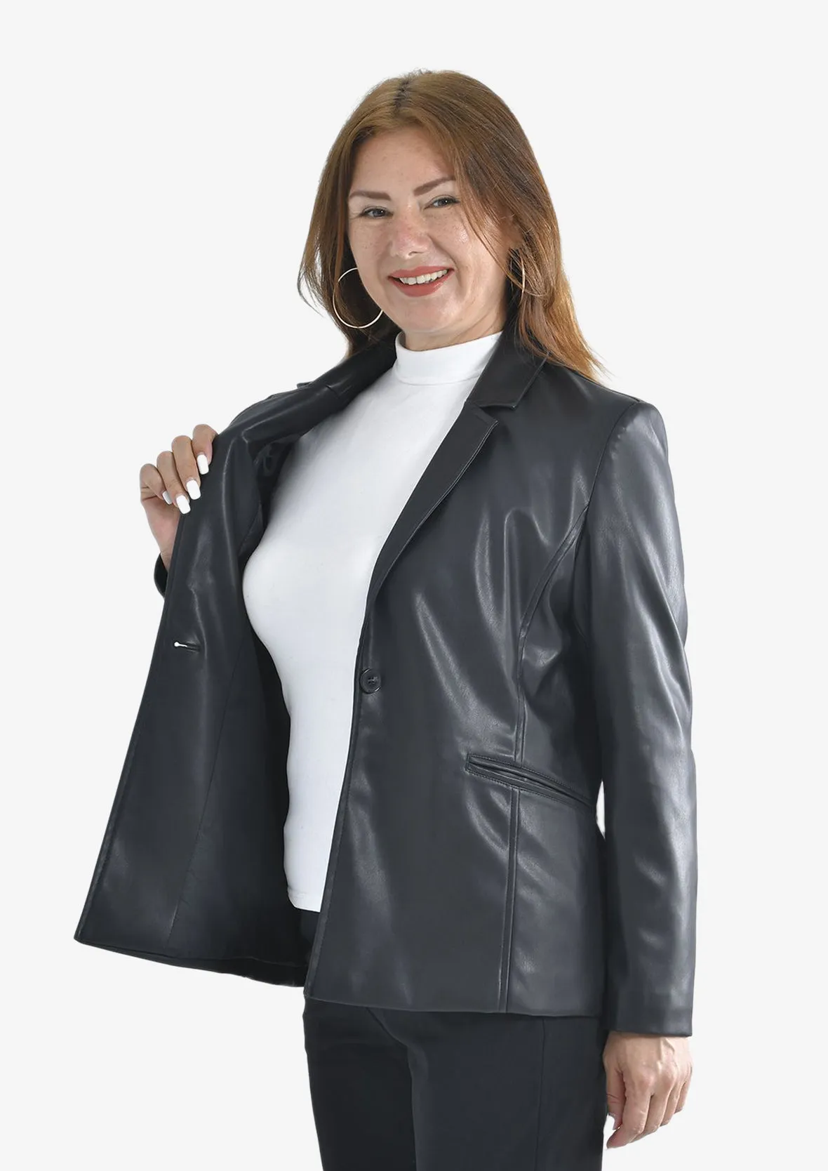 Faux Leather Blazer