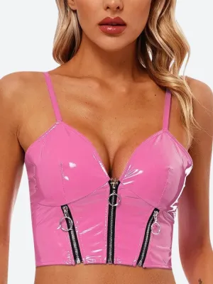 Faux Leather Bustier Crop Top