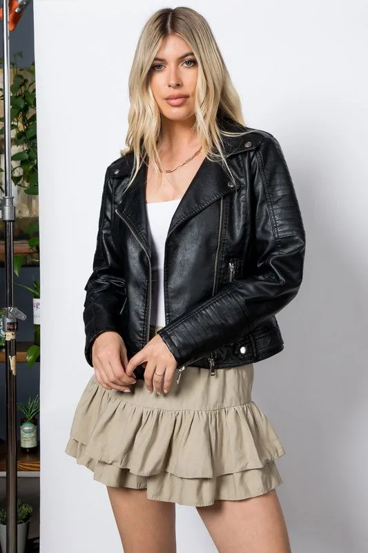 Faux Leather Motorcycle Jacket