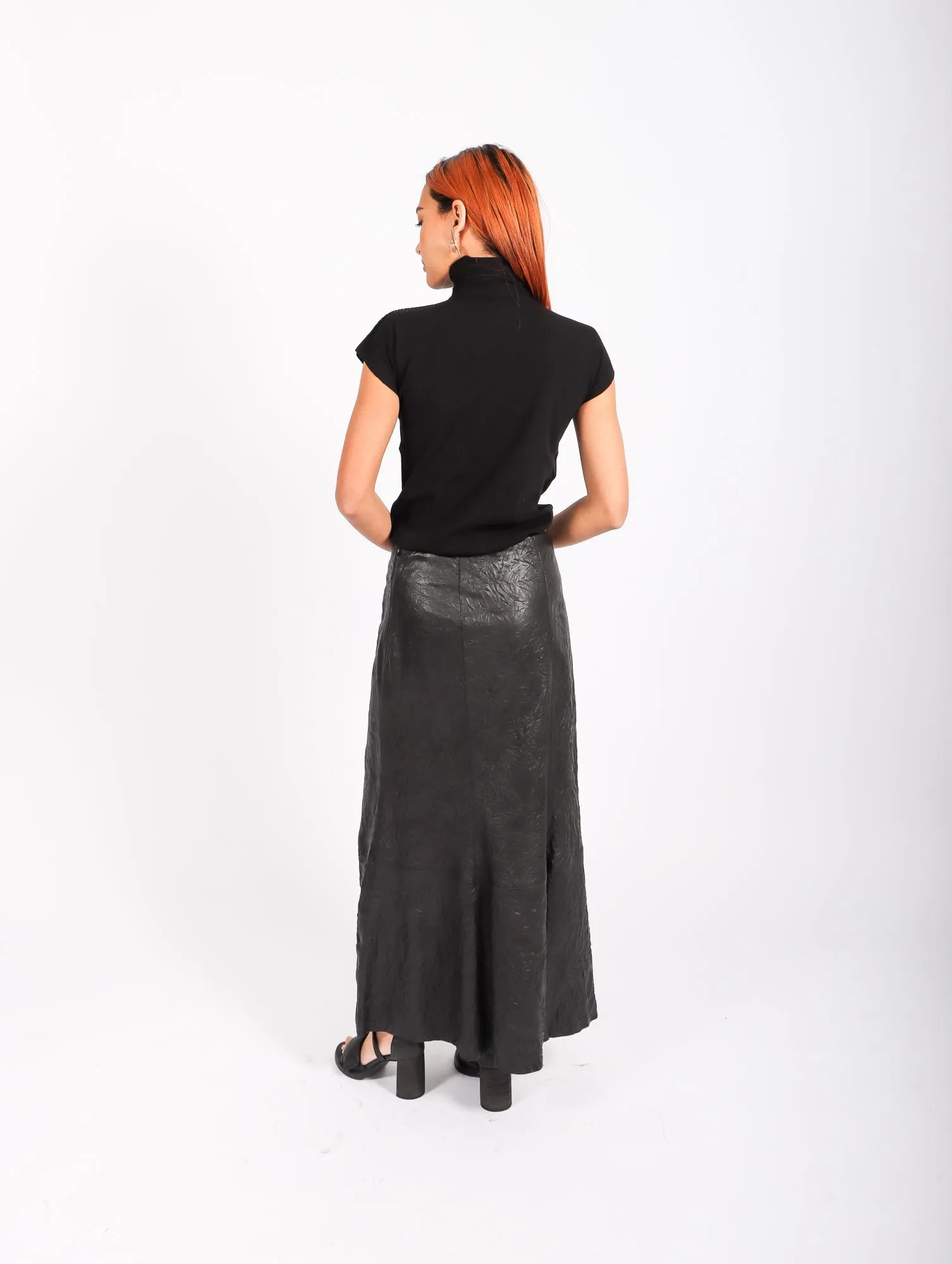 Floella Leather Skirt in Black by Malene Birger