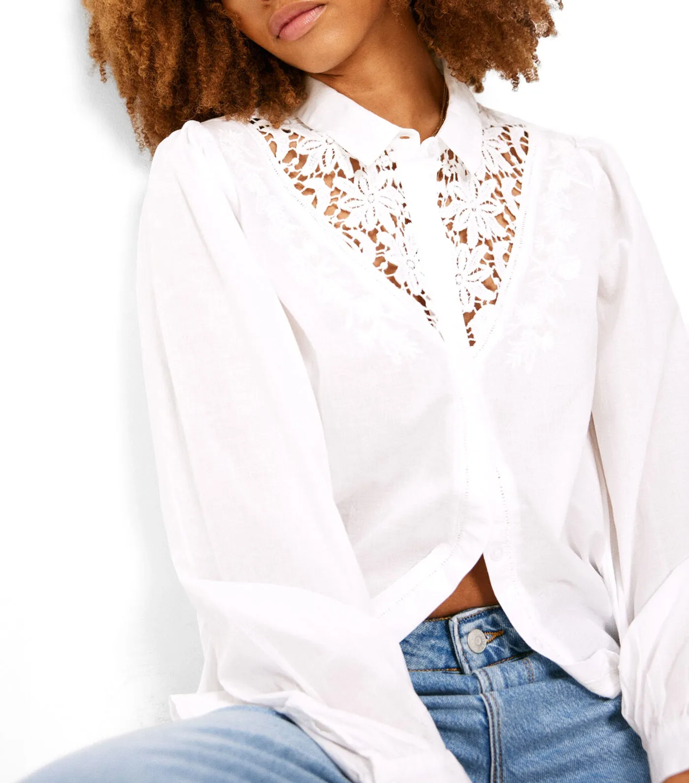 Floral Lace Blouse White