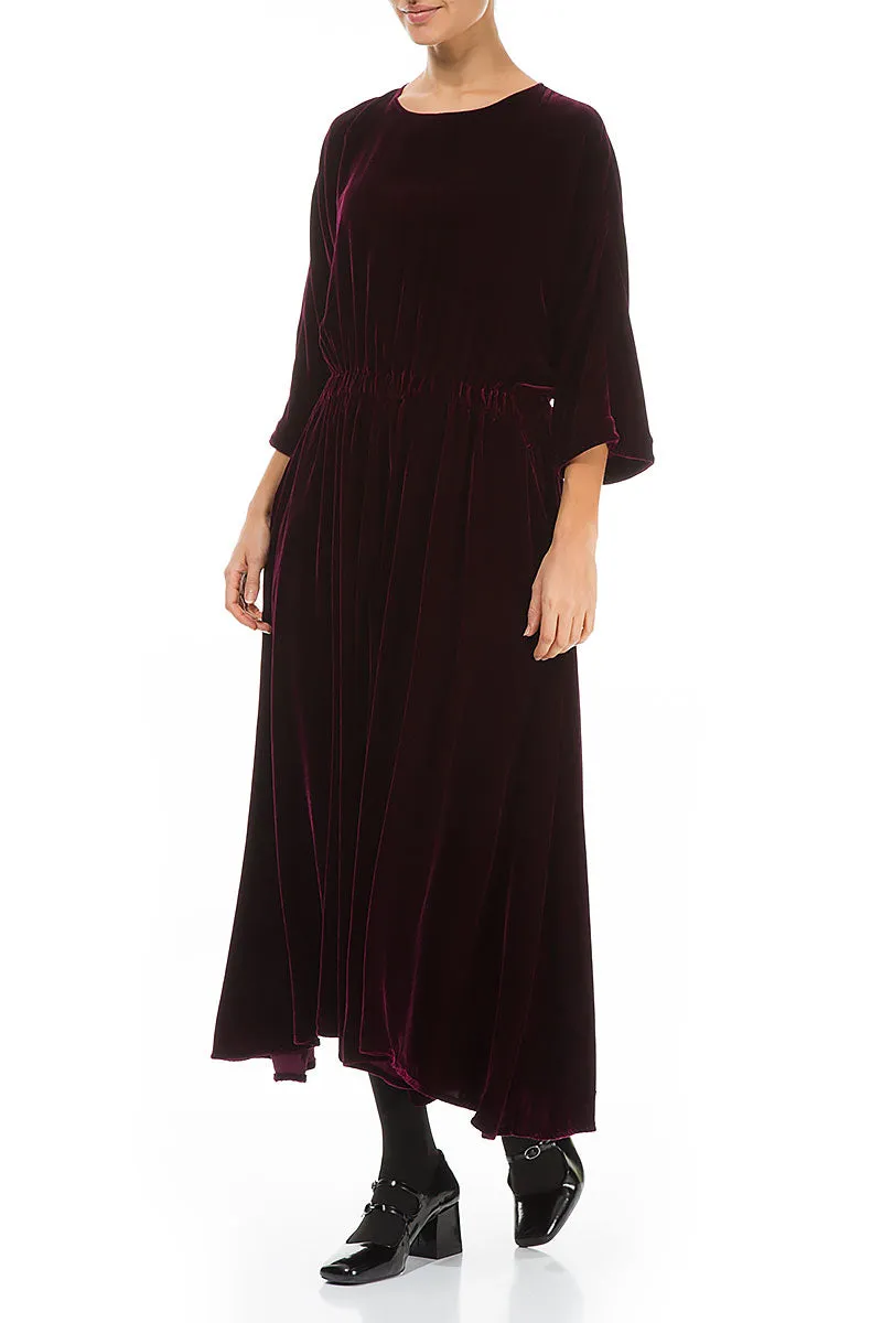 Flowy Magenta Silk Velvet Maxi Dress