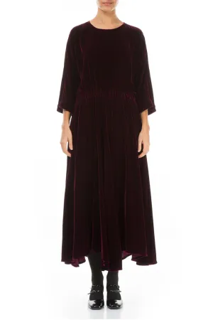 Flowy Magenta Silk Velvet Maxi Dress