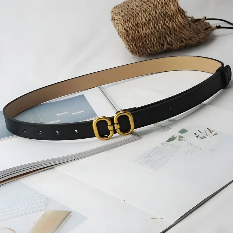 Golden Buckle Skinny Belt