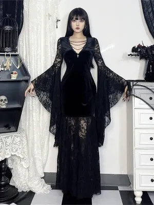 Gothic Velvet Lace Maxi Dress