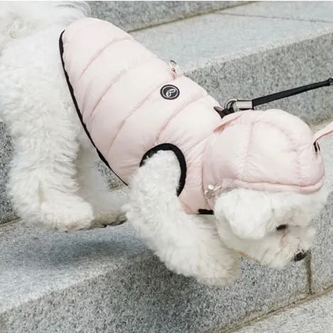 hood padding vest - pink