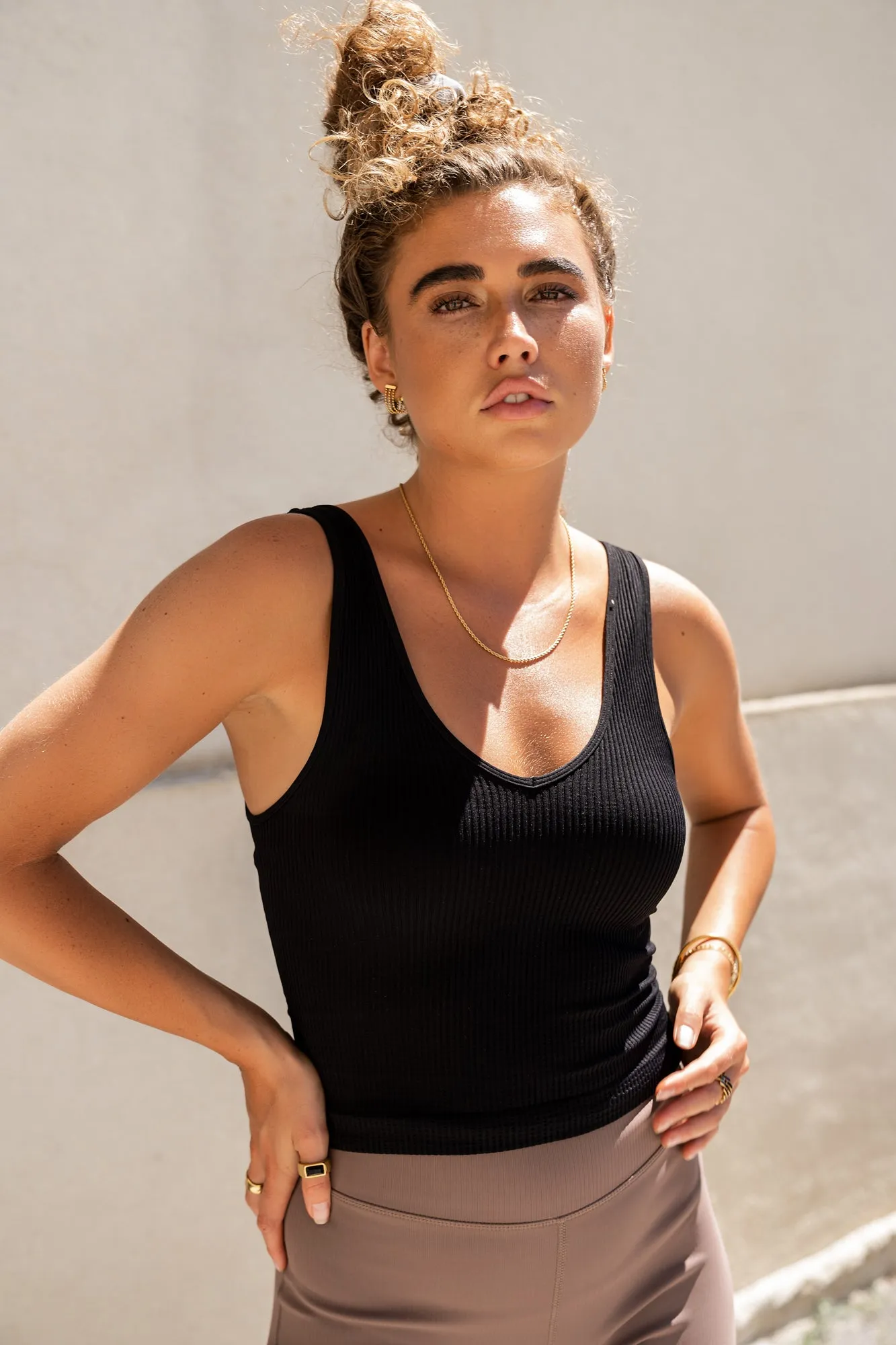 Jessica Cropped Tank in Black - FINAL SALE