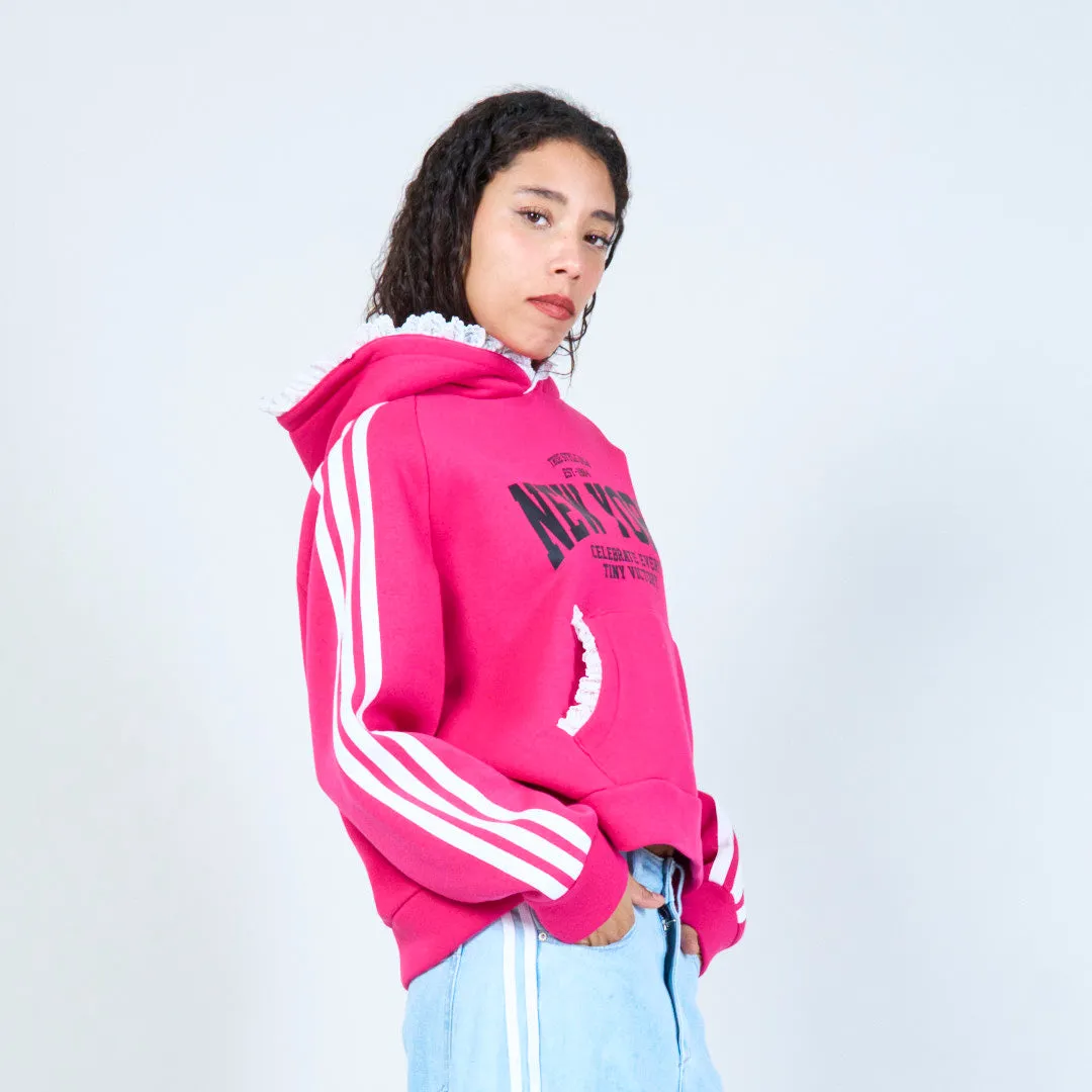 Lace-trimmed sporty hoodie wholesale