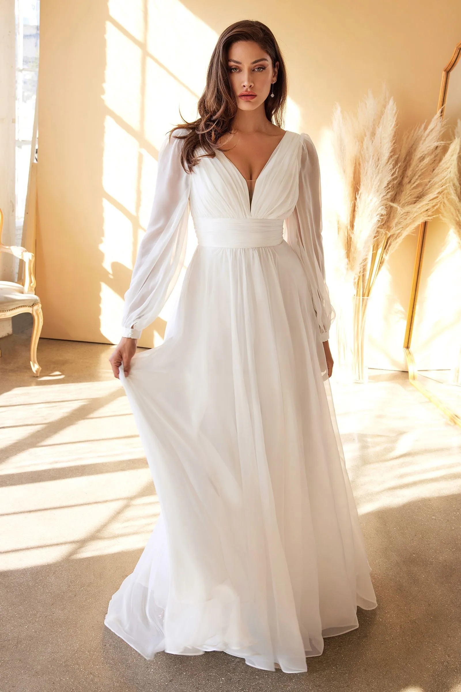 Love is in the Air | Chiffon Long Sleeve Bridal Gown | LaDivine CD0192