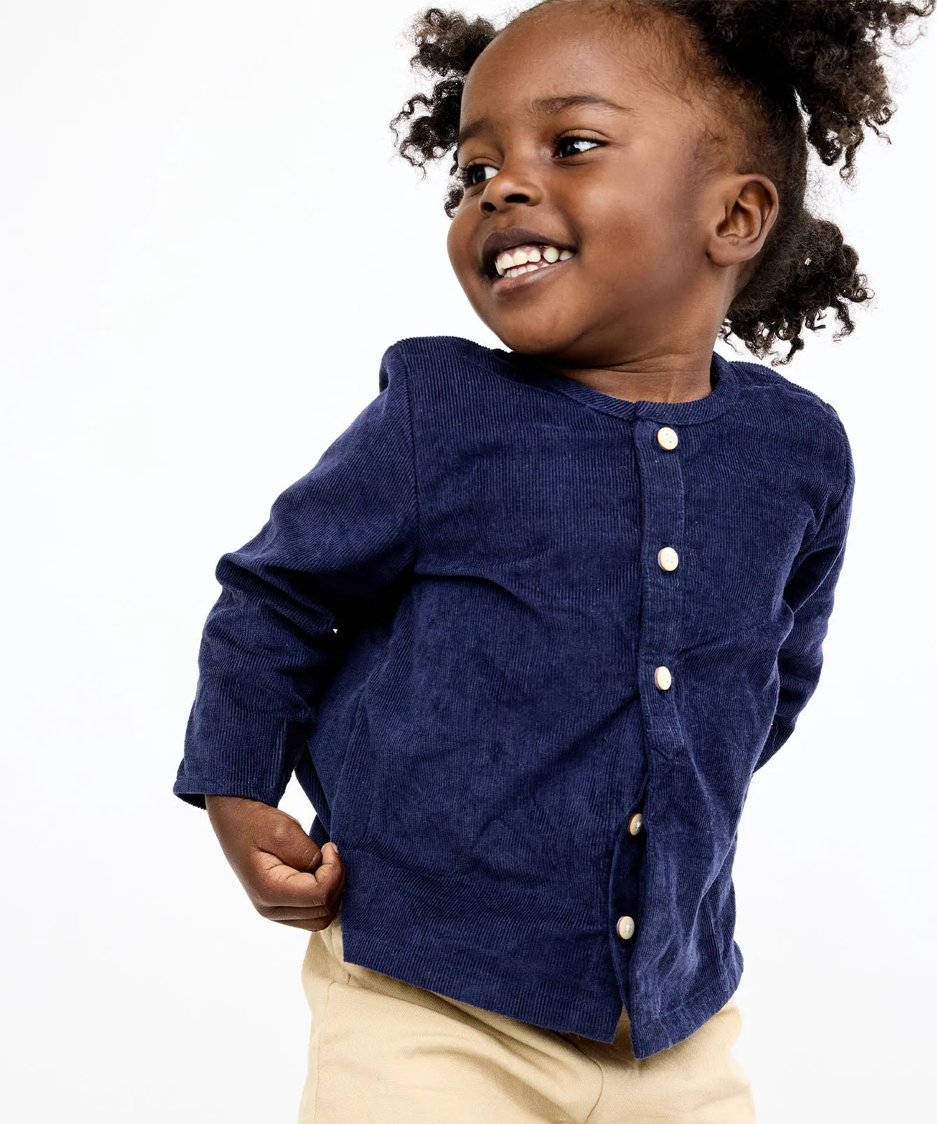 Lupo Baby Shirt, Navy Corduroy