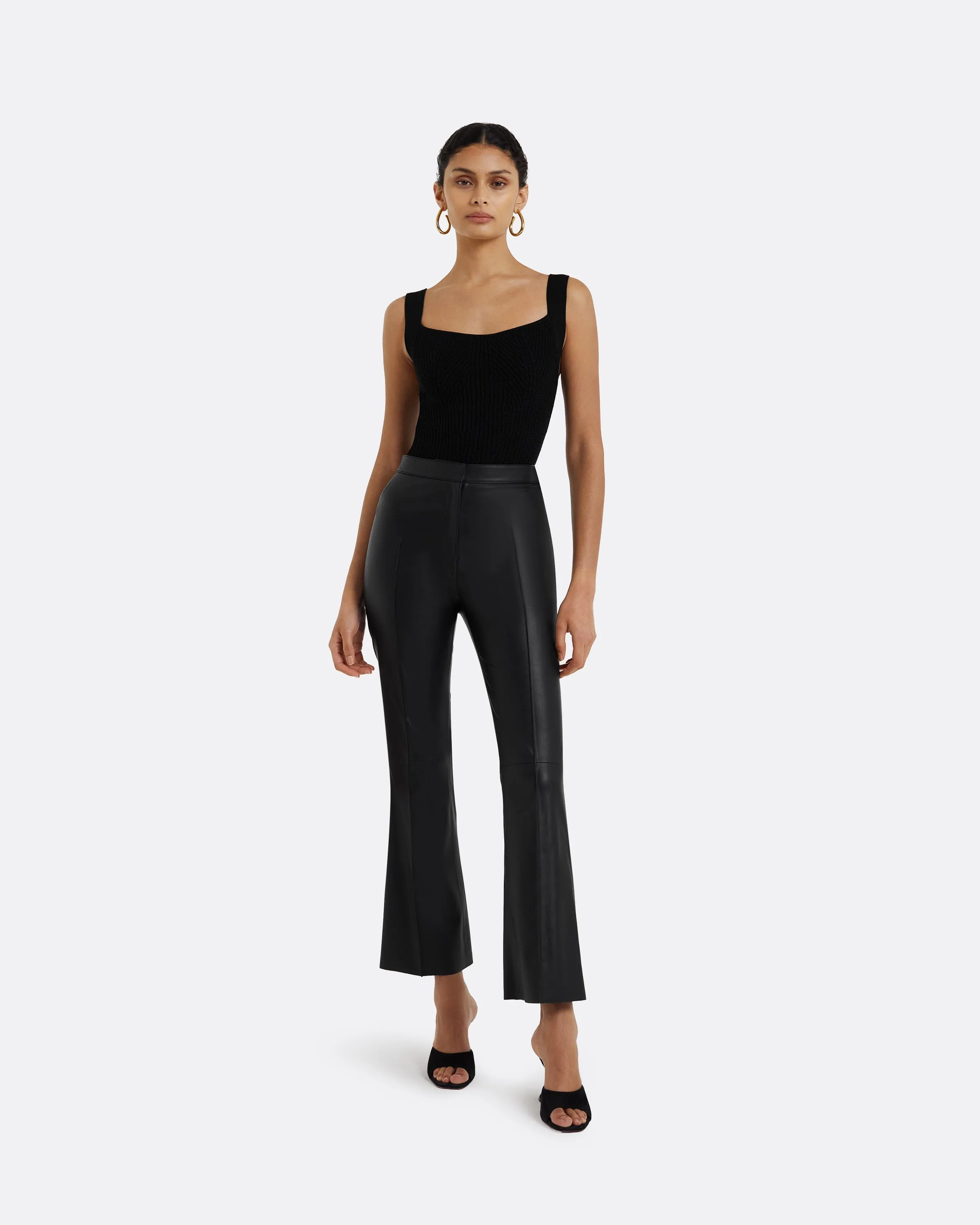 Mari Black Vegan Leather Trousers