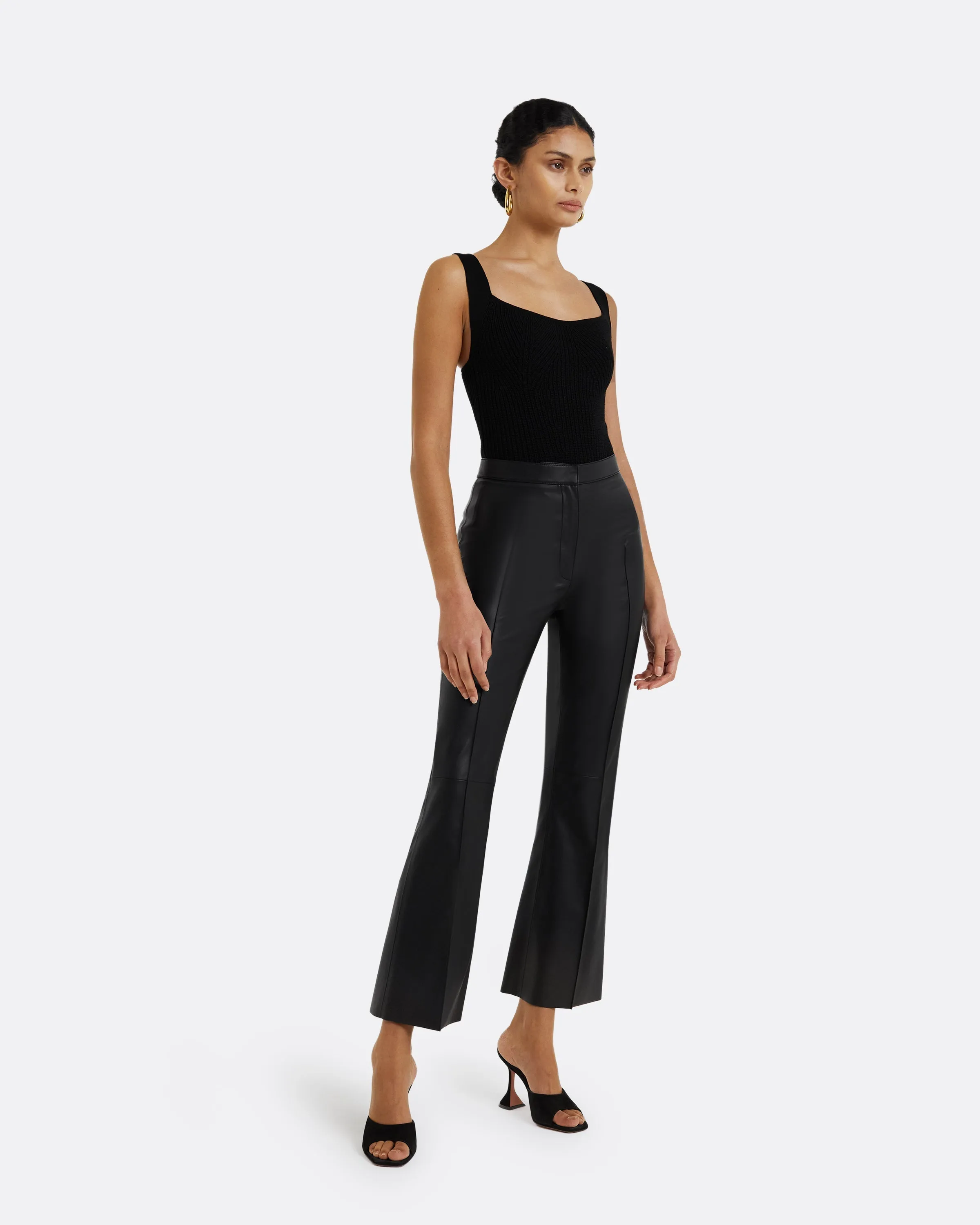 Mari Black Vegan Leather Trousers