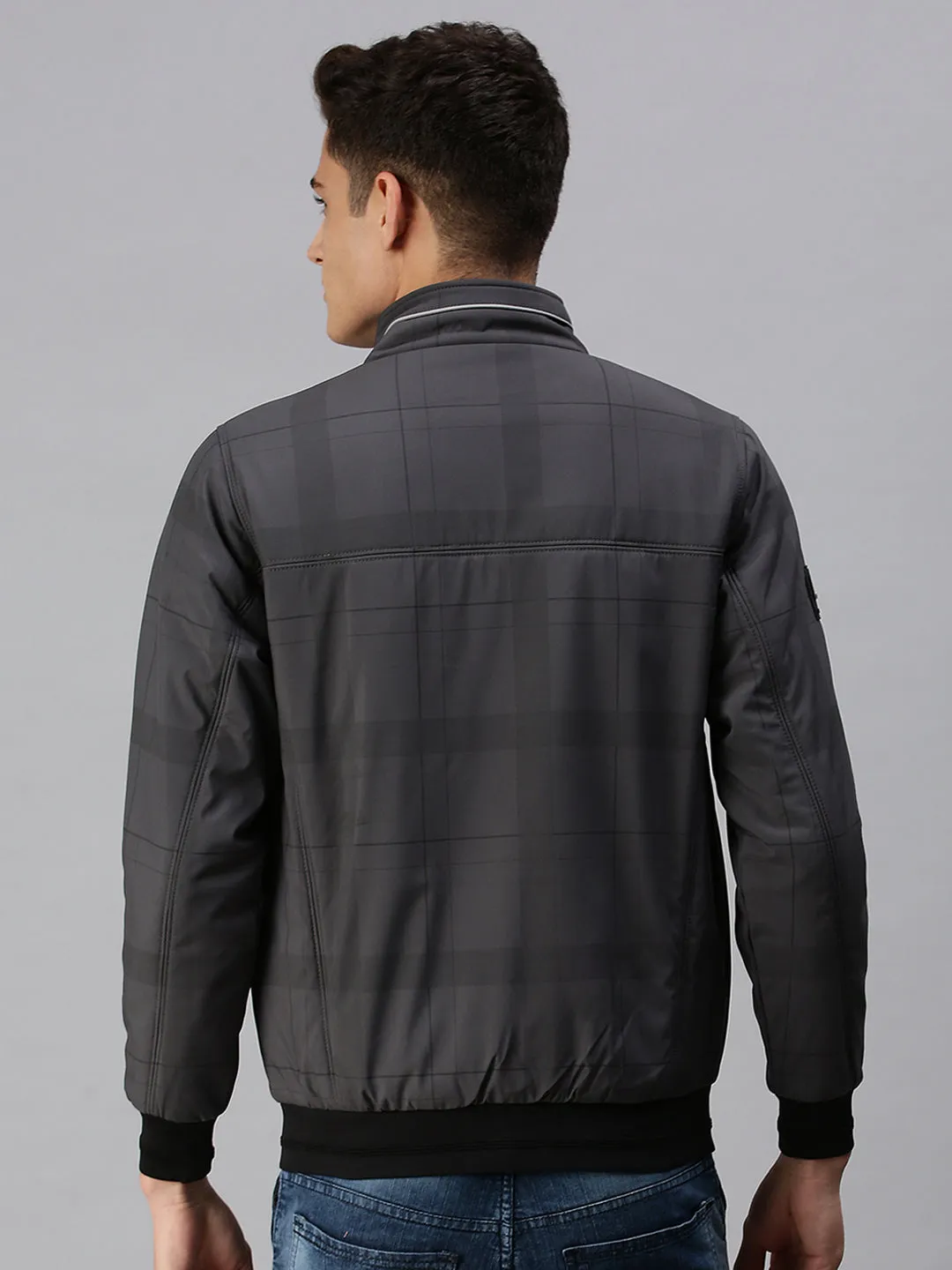 Men Checked Grey Sporty Jacket