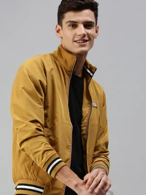 Men Solid Yellow Sporty Jacket