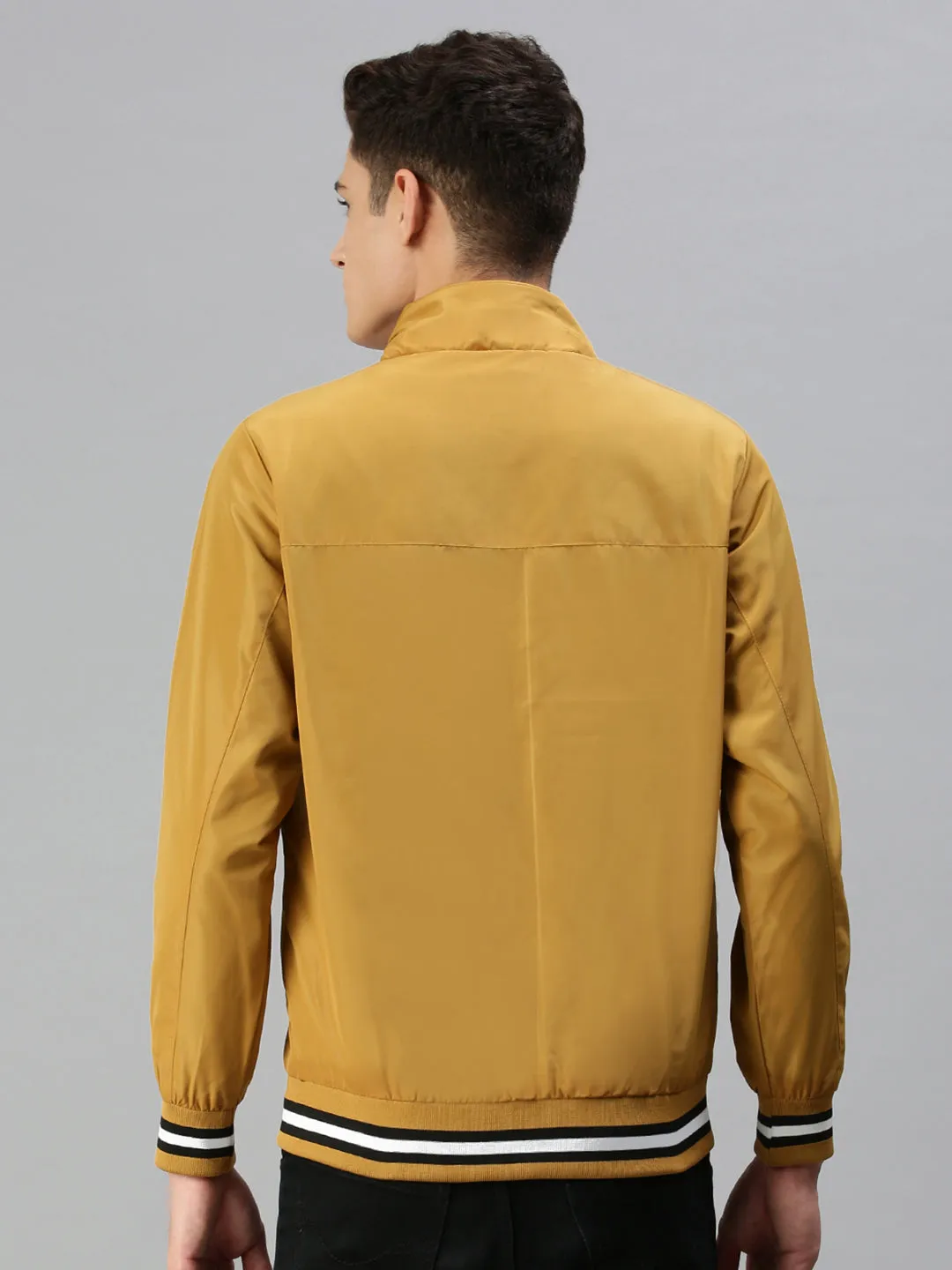 Men Solid Yellow Sporty Jacket