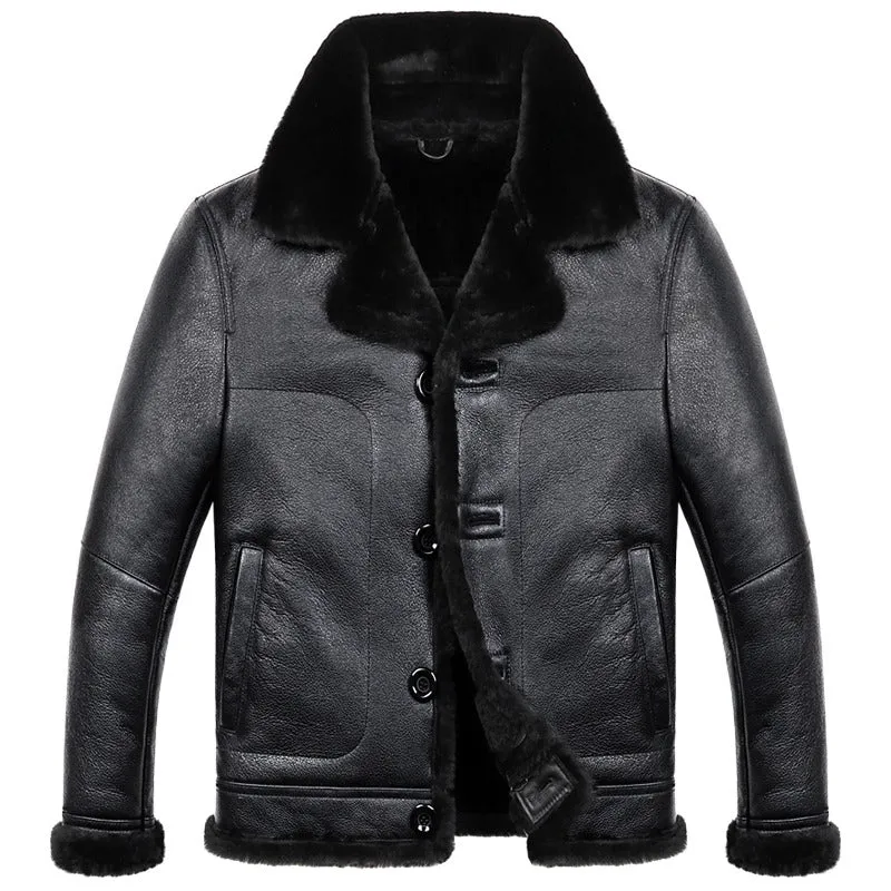 Mens Bassel Genuine Lambskin Leather Fur Lined Jacket