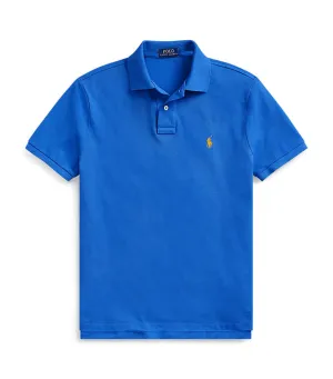 Men's Custom Slim Fit Mesh Polo Shirt New Iris Blue