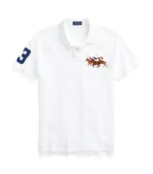 Men's Custom Slim Fit Triple-Pony Polo Shirt Ivory