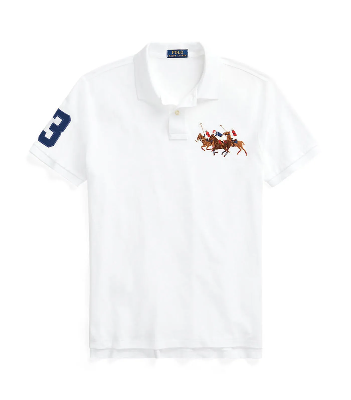 Men's Custom Slim Fit Triple-Pony Polo Shirt Ivory