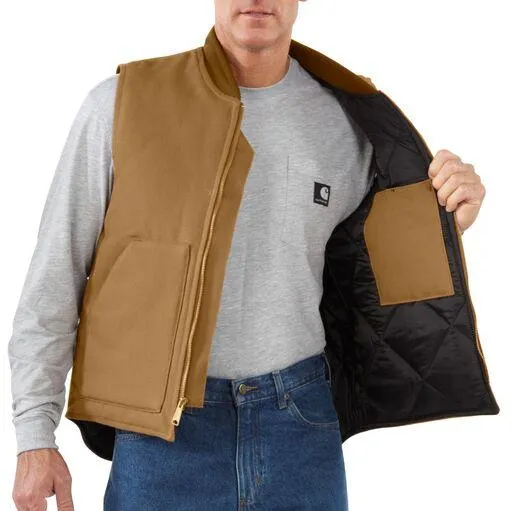 Men's Relaxed Fit Firm Duck Insulated Rib Collar Vest - Carhartt Brown