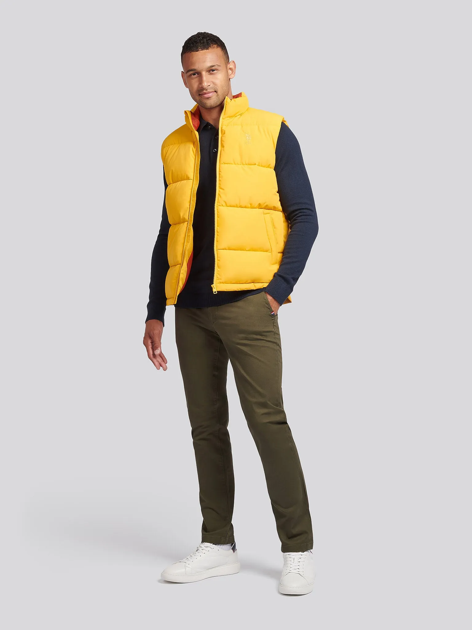 Mens Wide Baffle Gilet in Mango Mojito