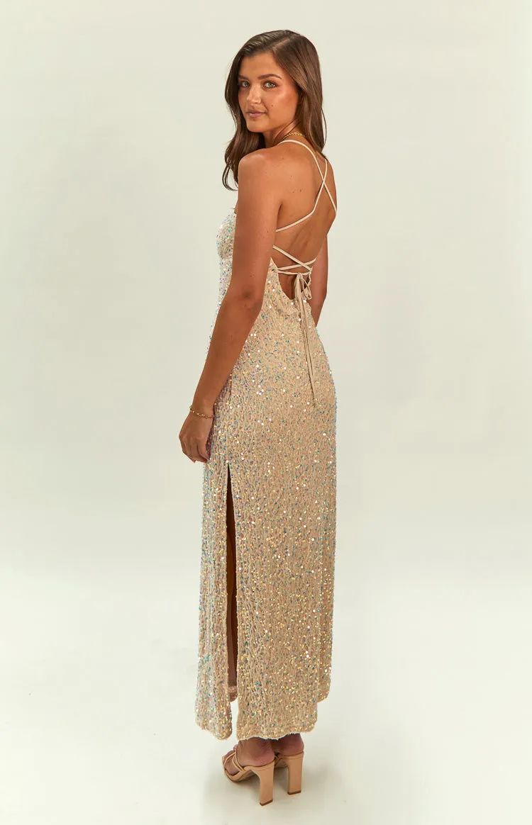 Miranda Gold Velvet Formal Maxi Dress