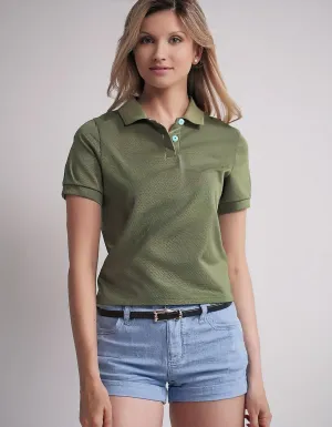 Olive Green Ribbed Polo Shirt